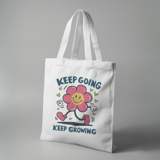 Keep Going Keep Growing White Canvas Tote Bag