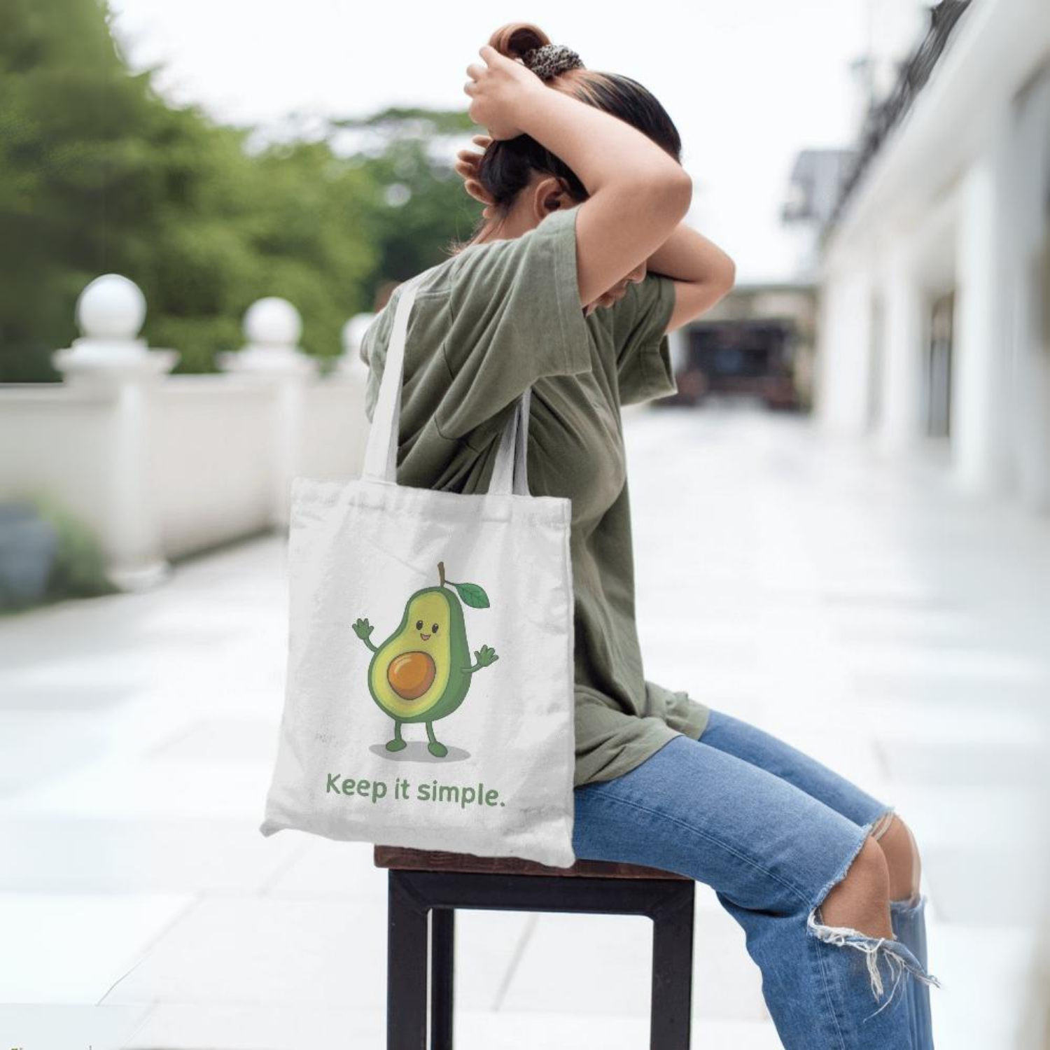 Keep it Simple White Canvas Tote Bag - Main Image