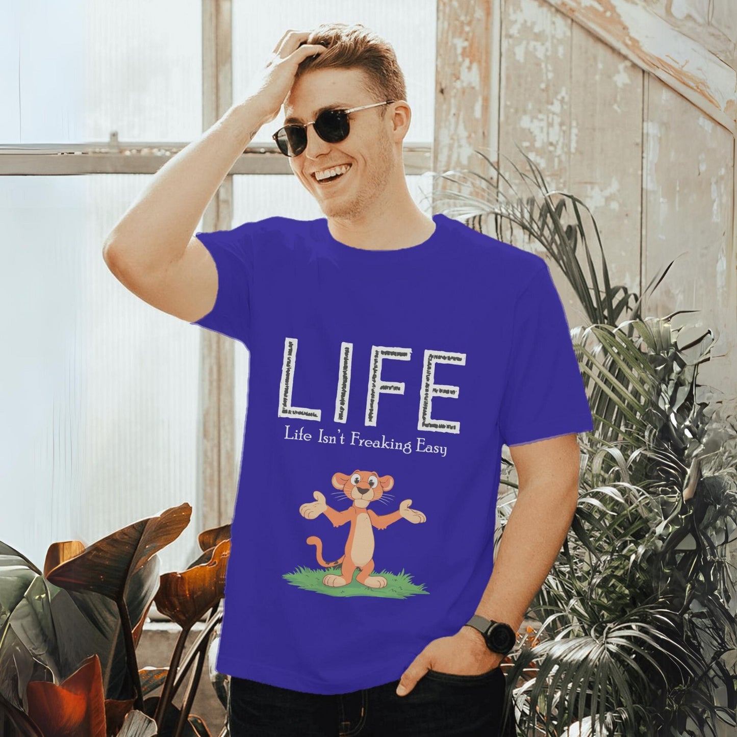 Men's L.I.F.E (Life Isn't Freaking Easy) Graphic Printed Oversized Unisex T-shirt