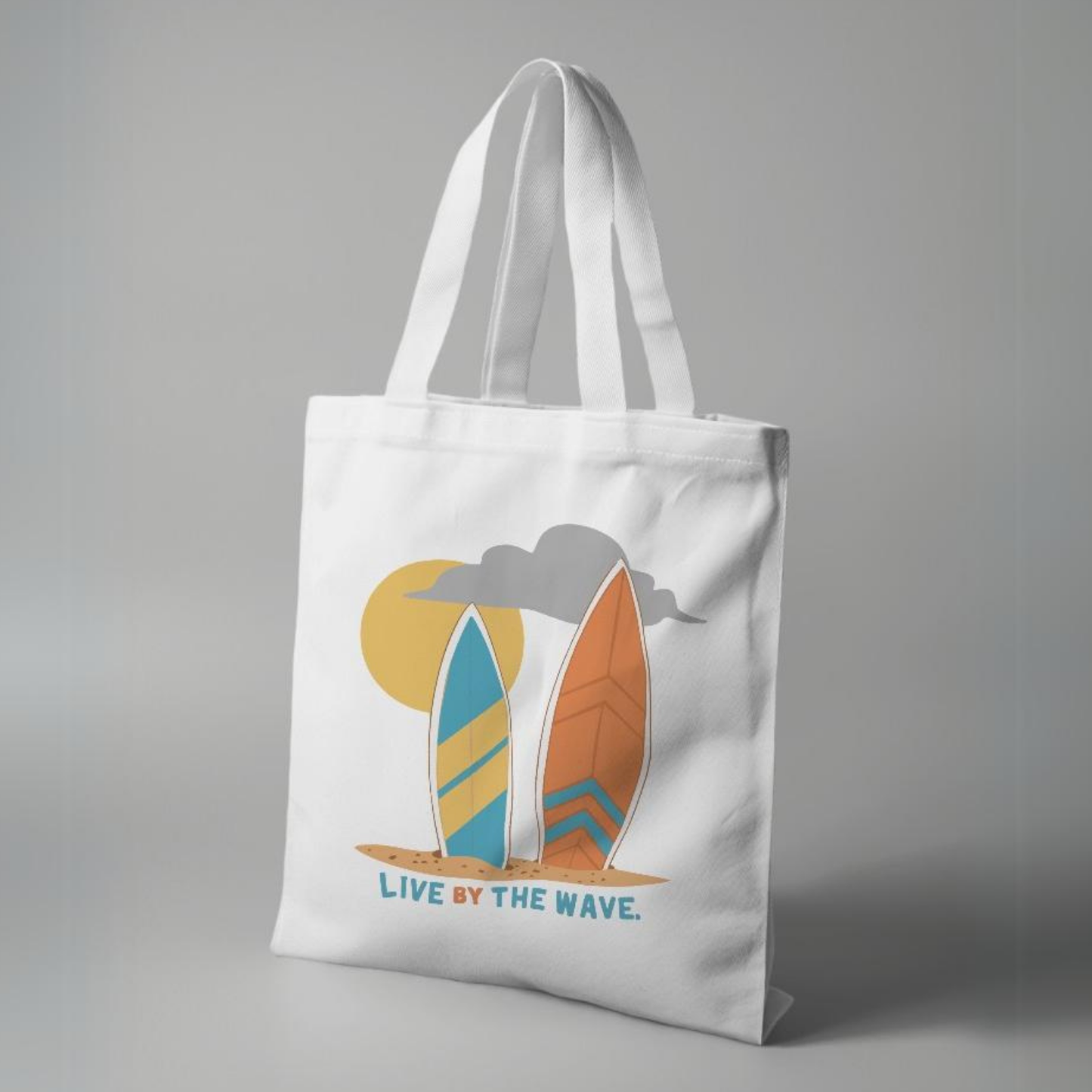 Live by the Wave White Canvas Tote Bag