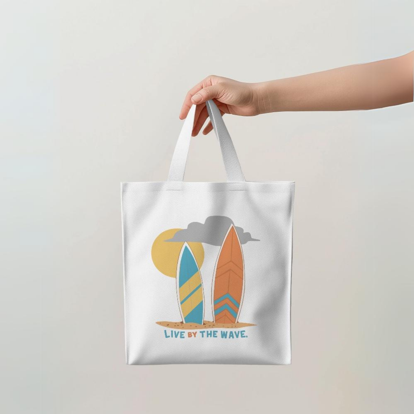 Live by the Wave White Canvas Tote Bag