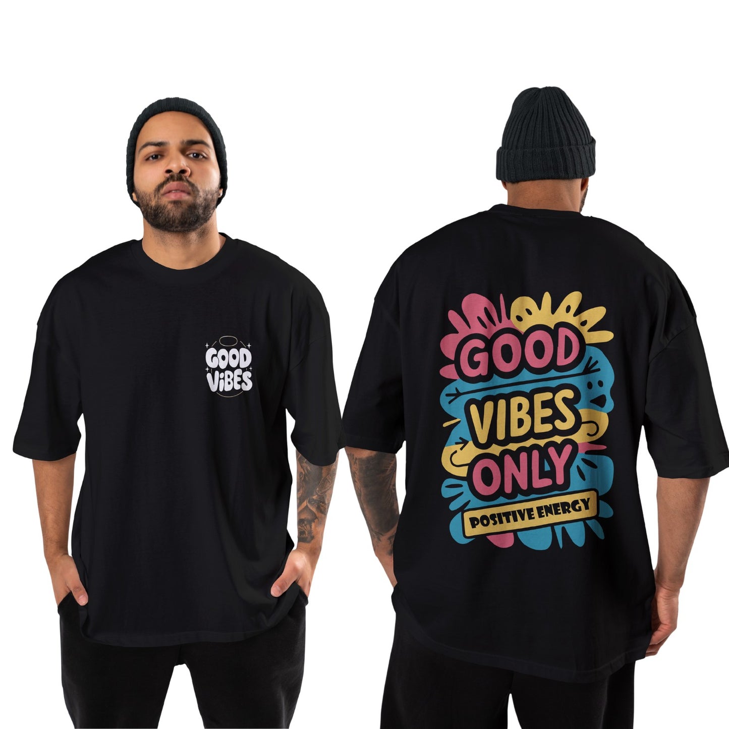 Men's Good vibes Only Graphic Printed Oversized T-shirt