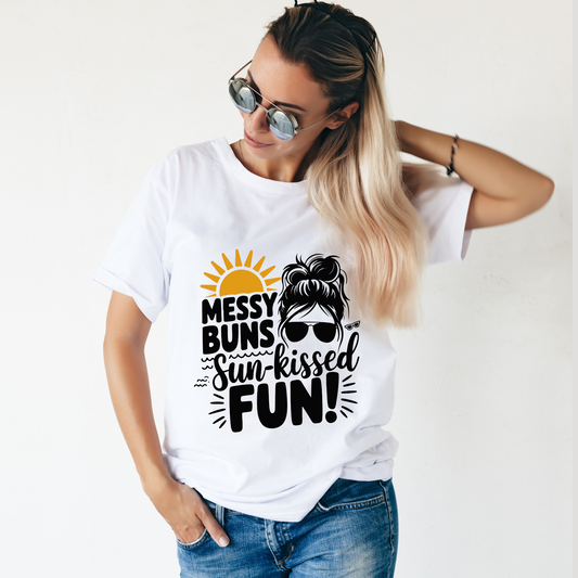 Messy Buns Sun Kissed Fun Graphic Printed Oversized Women's T-shirt