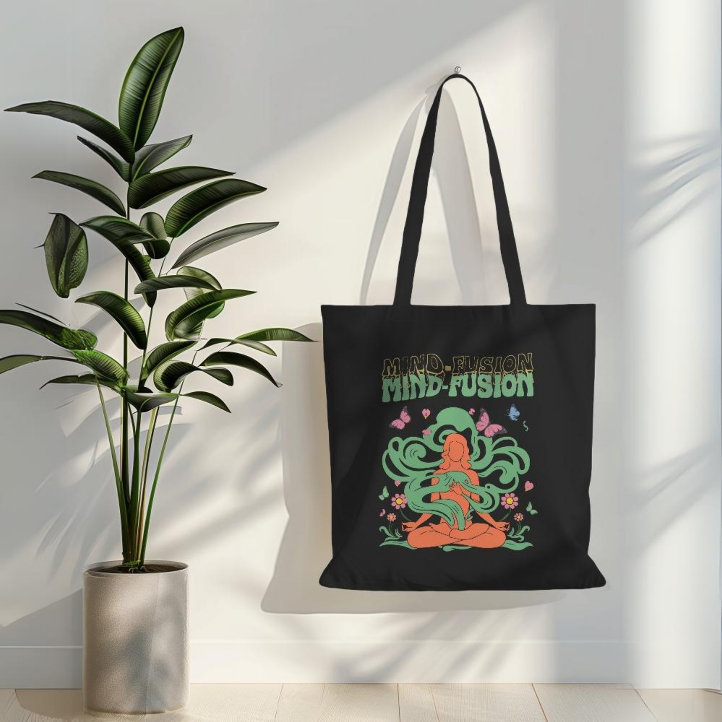 Mind Fusion Black Canvas Tote Bag