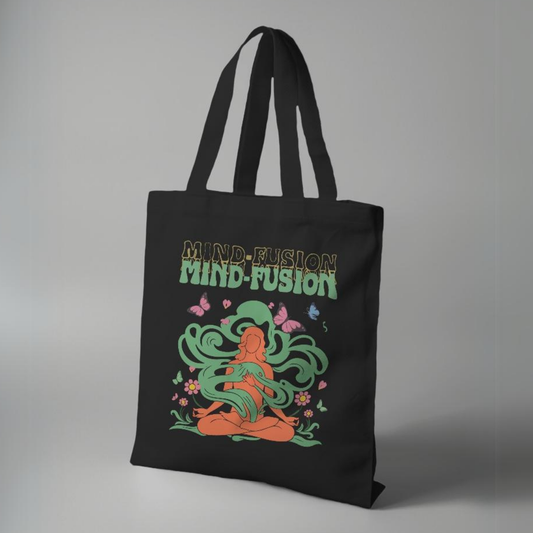 Mind Fusion Black Canvas Tote Bag