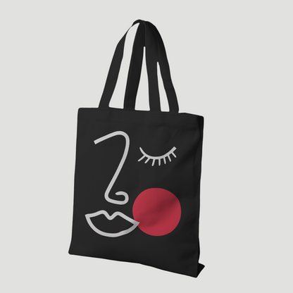 Minimalist Womanhood Line art Black Canvas Tote Bag