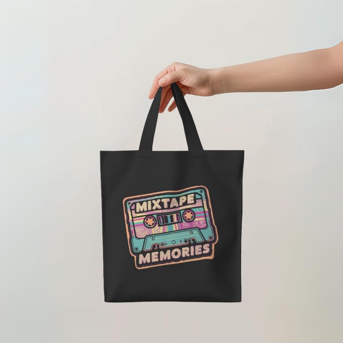 Mixtape Memories Black Canvas Tote Bag