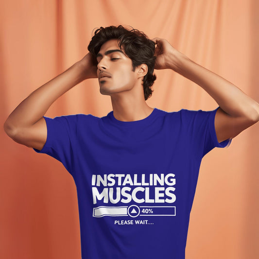 Installing Muscles Graphic Printed Oversized Unisex T-shirt