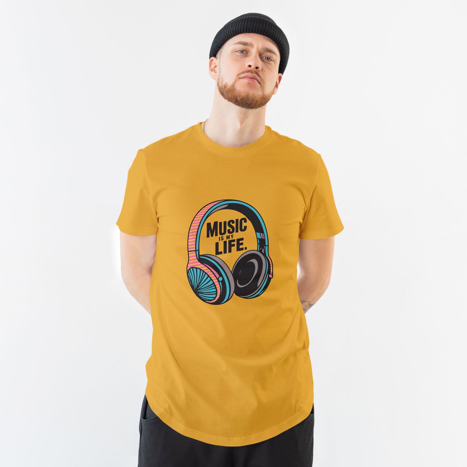 Men's Music is my Life Graphic Printed T-shirt