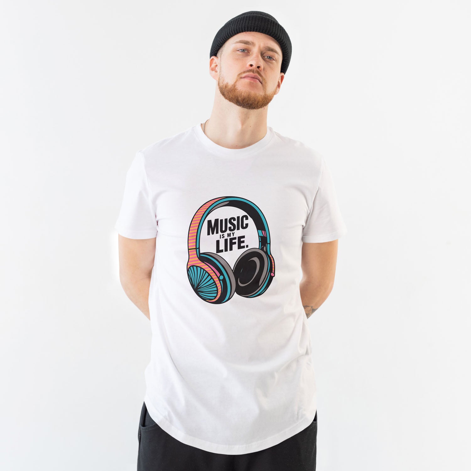 Men's Music is my Life Graphic Printed T-shirt