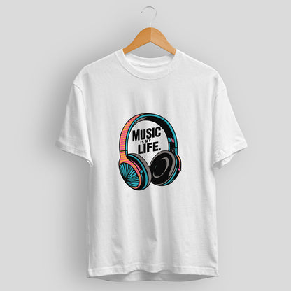 Men's Music is my Life Graphic Printed T-shirt