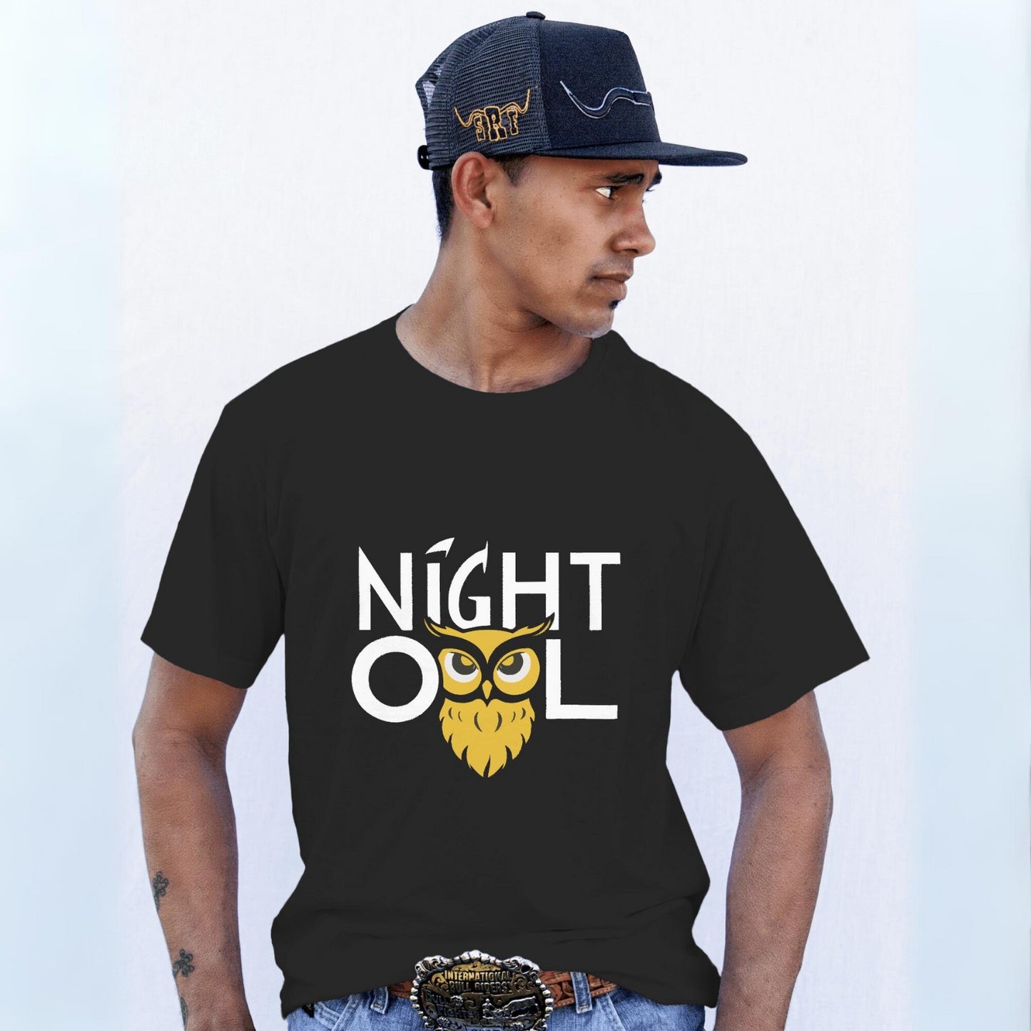 Men's Night Owl Graphic Printed Oversized T-shirt