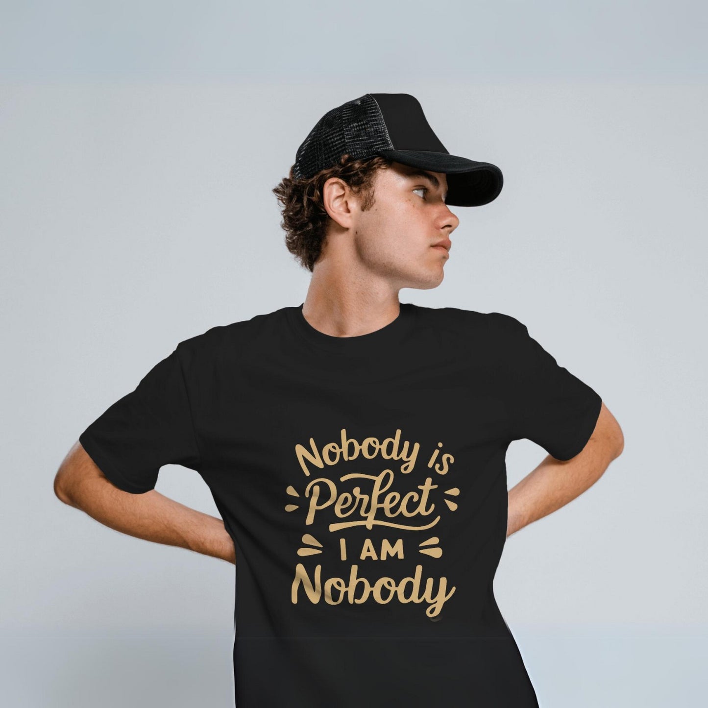 Men's Nobody is Perfect. I am Nobody Graphic Printed Oversized T-shirt