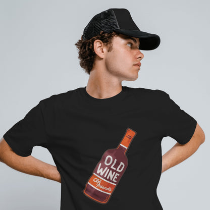 Men's Old Wine Old Friend's Graphic Printed T-shirt