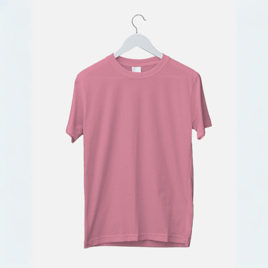 Plain/Solid: Rose Pink Oversized Round Neck T-Shirt Women