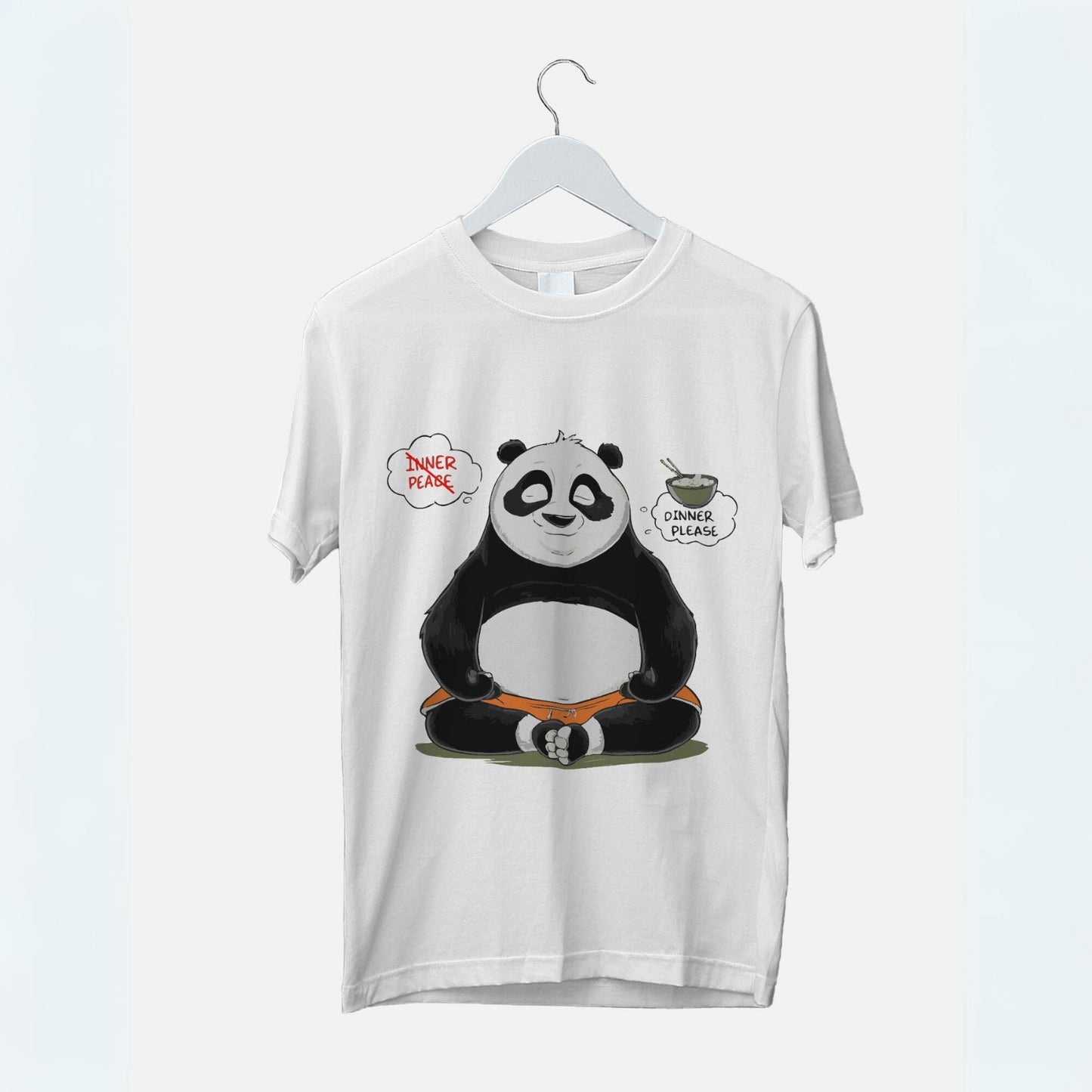 Men's Panda Dinner Please Graphic Printed Oversized T-shirt