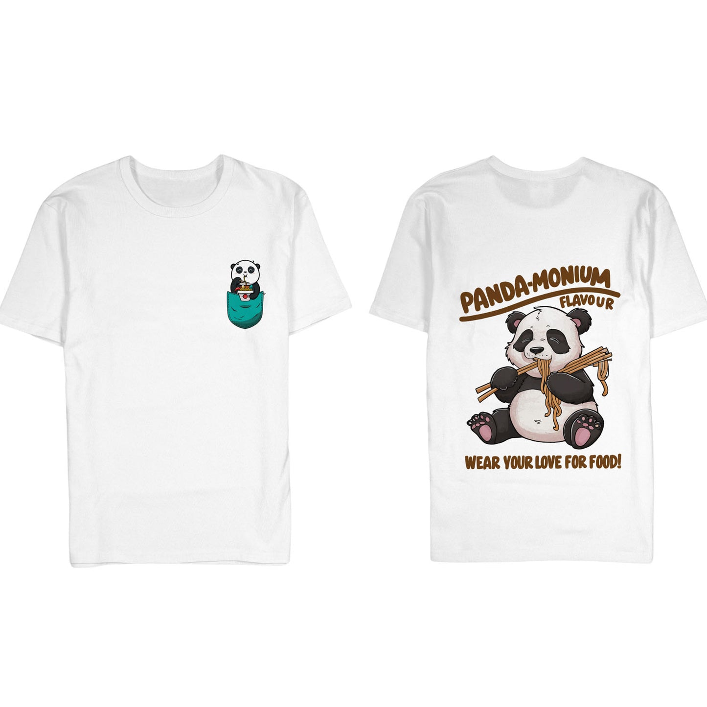 Panda-monium Wear Your Love for Food Graphic Printed Oversized Unisex T-shirt