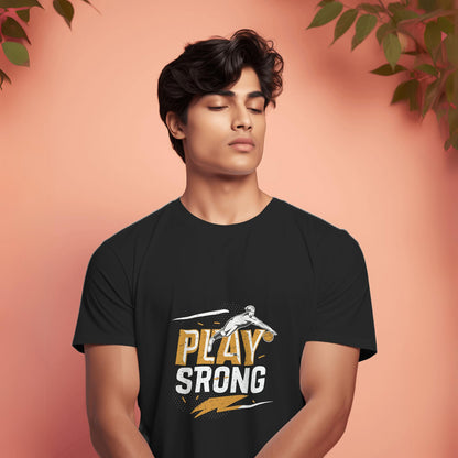 Men's Play Strong Basketball Graphic Printed T-shirt