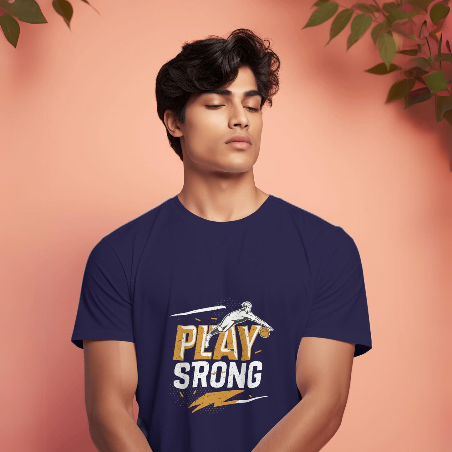 Men's Play Strong Basketball Graphic Printed T-shirt