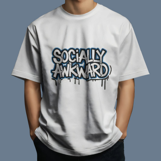 Socially Awkward Graphic Printed Oversized Unisex T-shirt