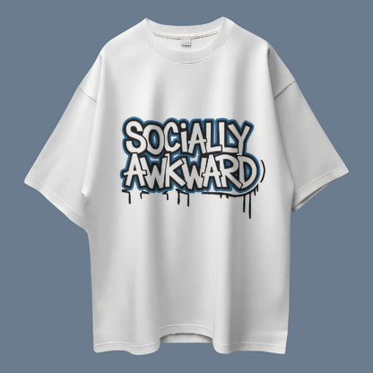 Socially Awkward Graphic Printed Oversized Unisex T-shirt