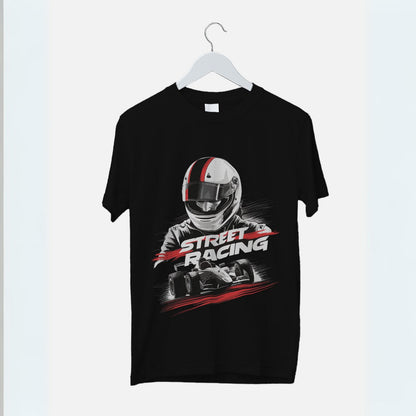 Men's Street Racing Graphic Printed Oversized T-shirt