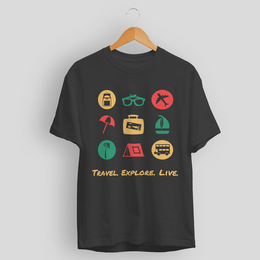 Women's Travel Explore Live Graphic Printed T-shirt