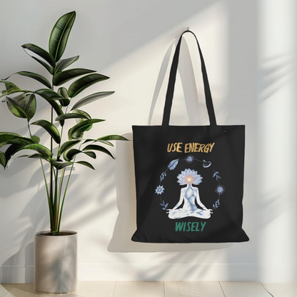 Use Energy Wisely Black Canvas Tote Bag