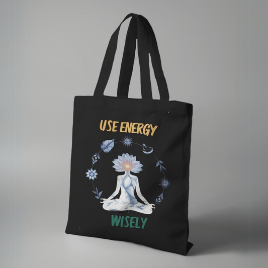 Use Energy Wisely Black Canvas Tote Bag