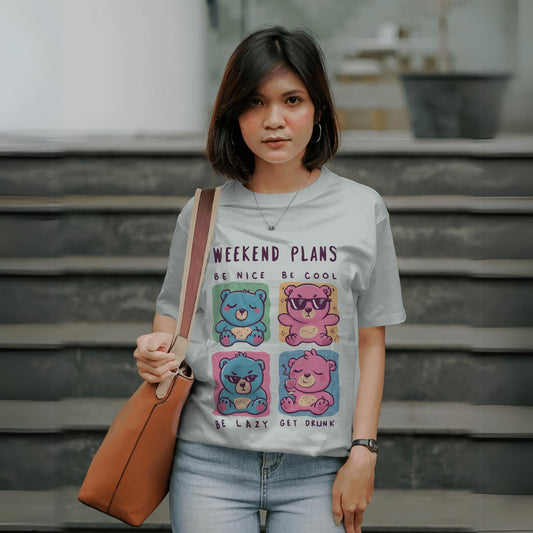 Women's Weekend Plans Graphic Printed Oversized T-shirt