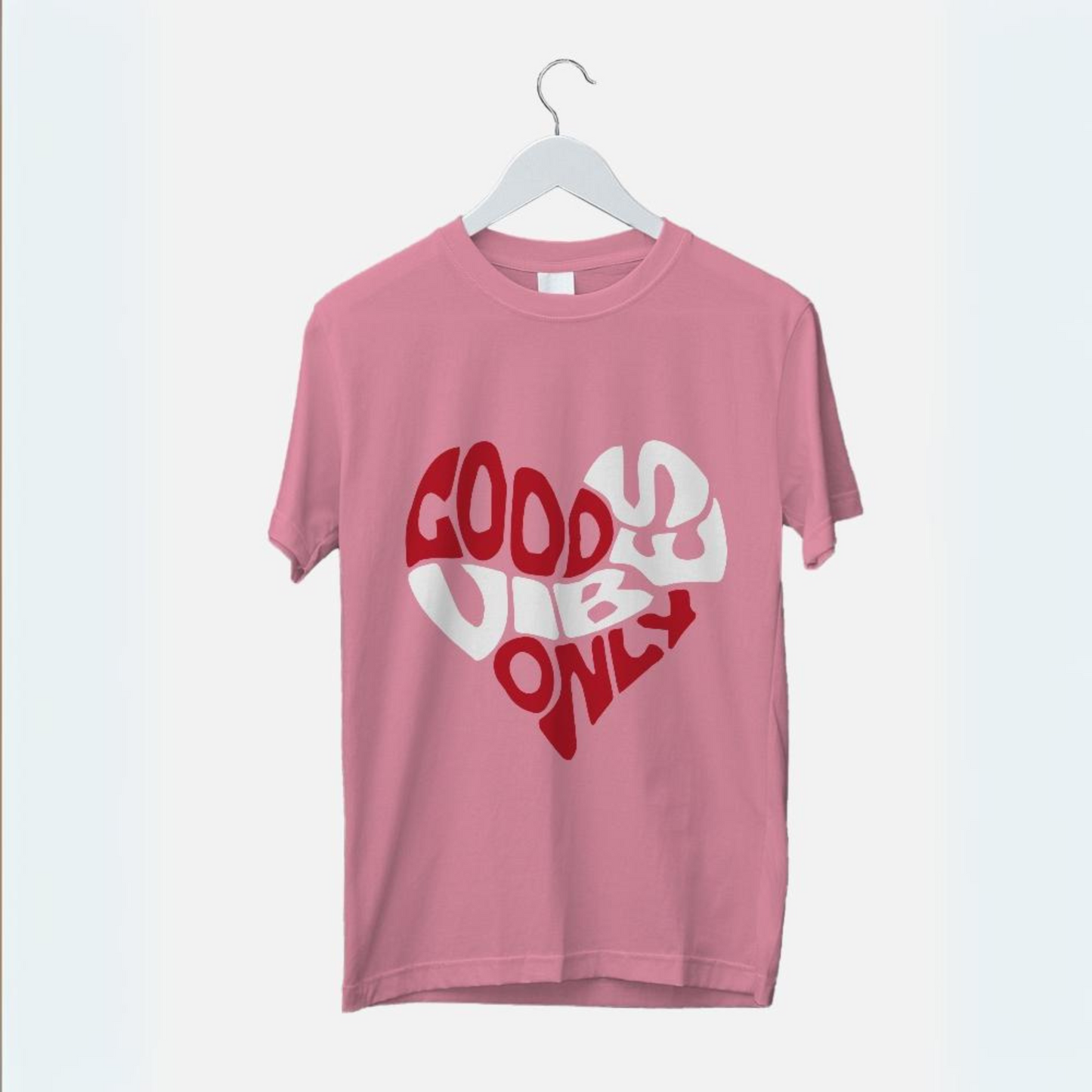 Women's Good Vibes Only Heart Shaped Graphic Printed Oversized T-shirt