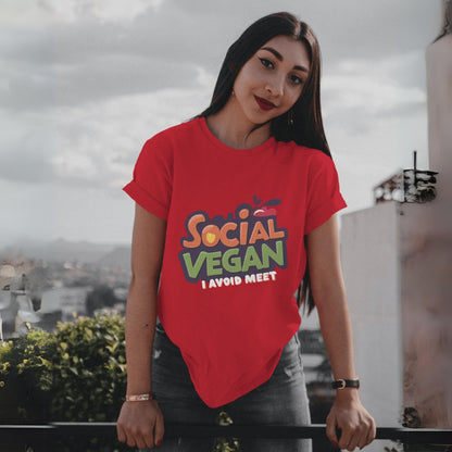 Women's Social Vegan Graphic Printed Oversized T-shirt