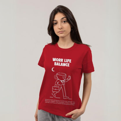 Women's Work Life Balance Graphic Printed T-shirt