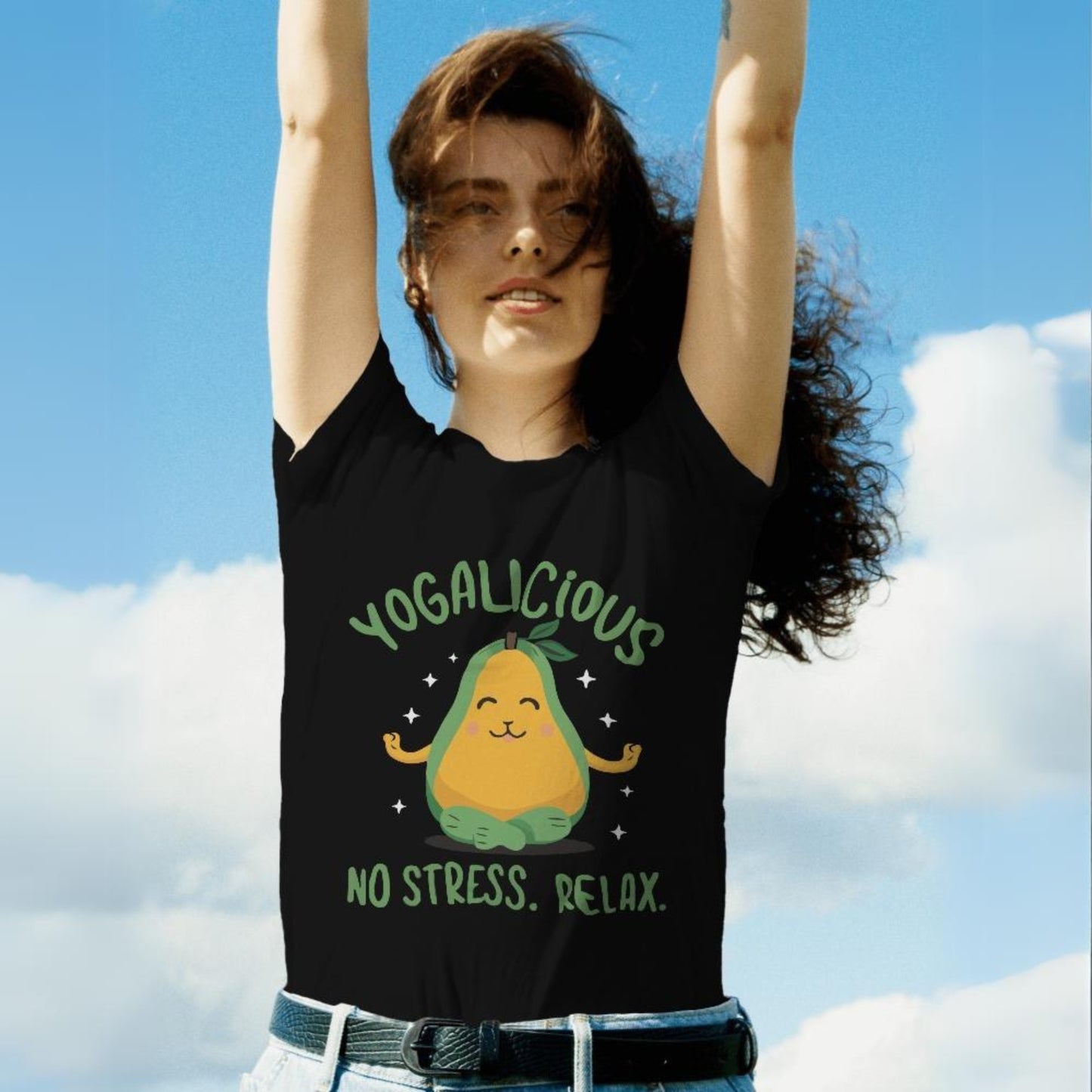 Women's Yogalicious.. No Stress. Relax  Graphic Printed T-shirt