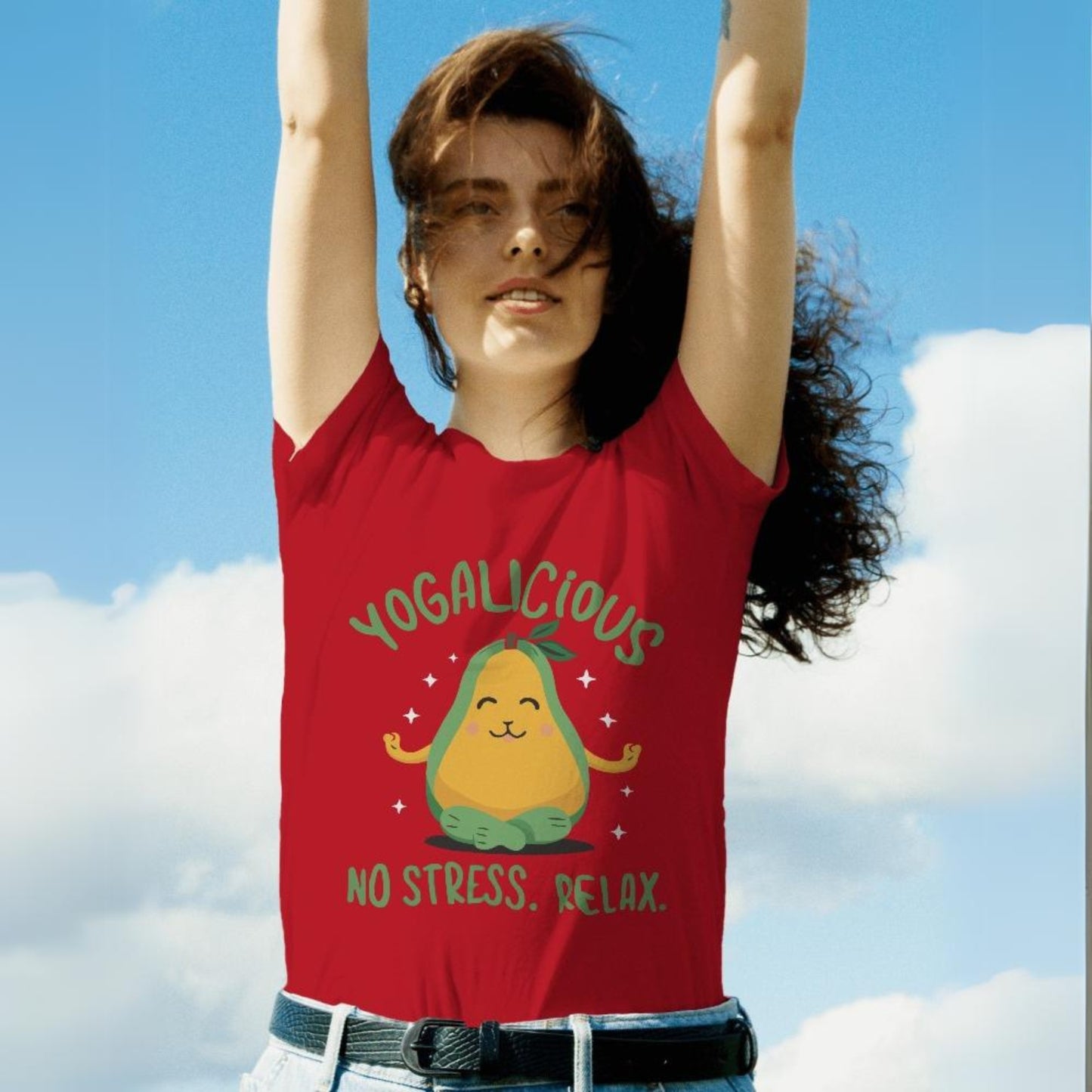 Women's Yogalicious.. No Stress. Relax  Graphic Printed T-shirt