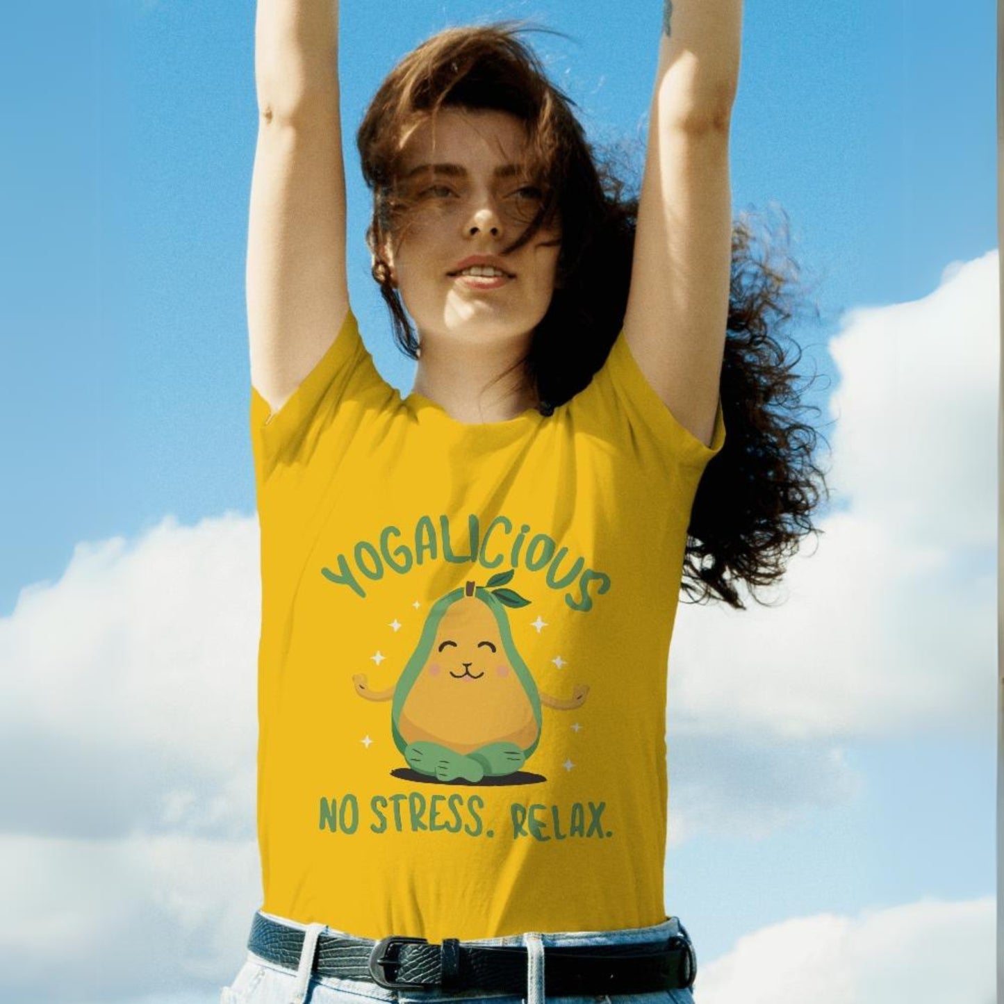 Women's Yogalicious.. No Stress. Relax  Graphic Printed T-shirt