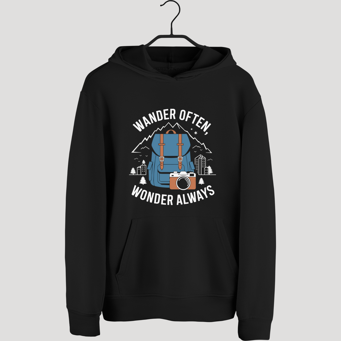 Wander Often Wander Always Black Unisex Hoodie